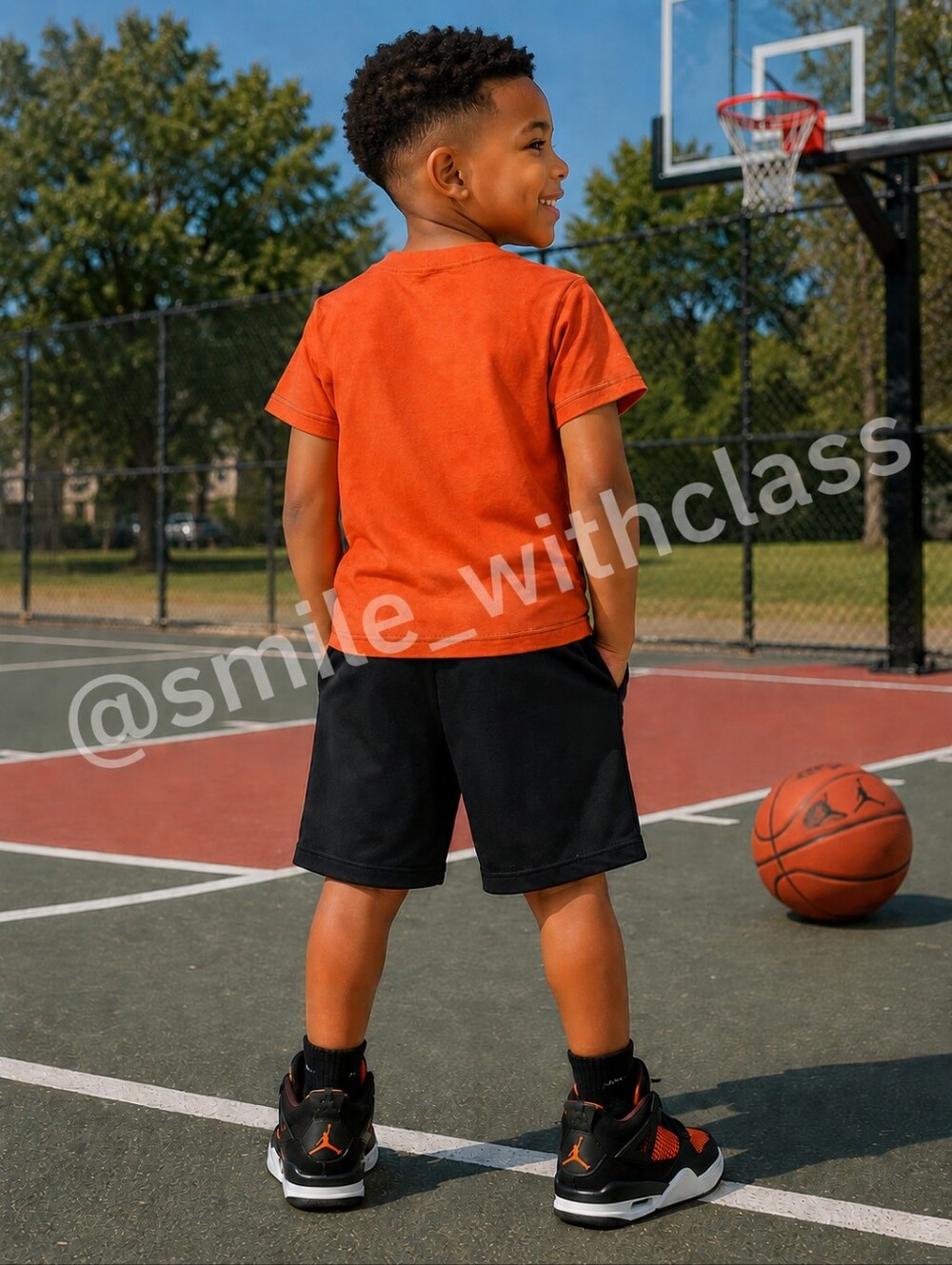 NWT Jordan Flight 23 2PC Short Set Boys Size 7 Black Orange Basketball Outfit - Picture 2 of 7